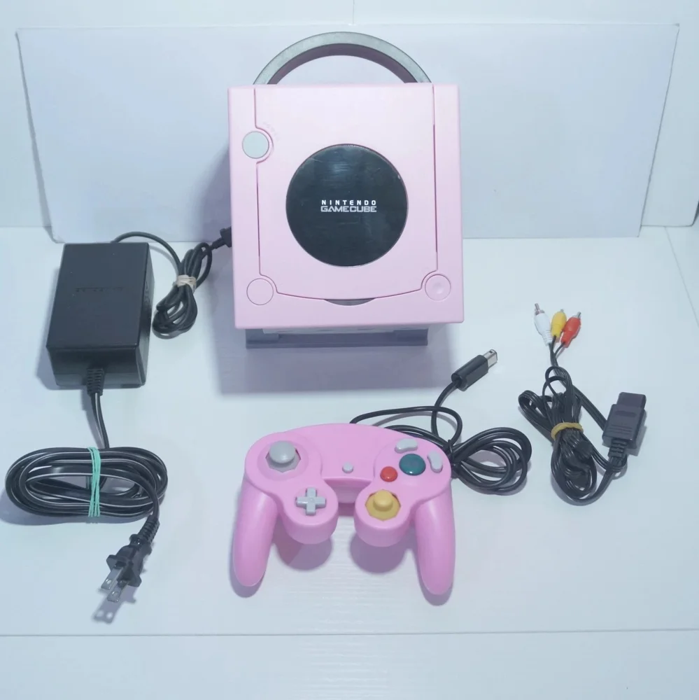 Pastel Pink Nintendo GameCube Console DOL-001 (USA) with Pink LED & Controller
